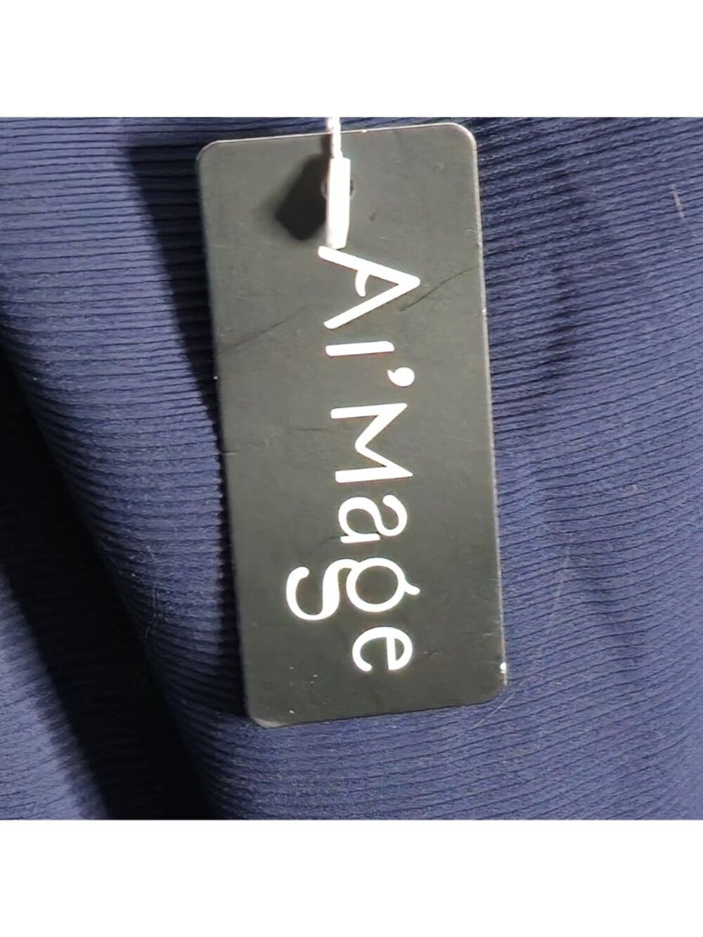 Navy Ribbed One Piece Swimsuit LG V-Neck Cutout Adjustable Straps - Picture 3 of 9